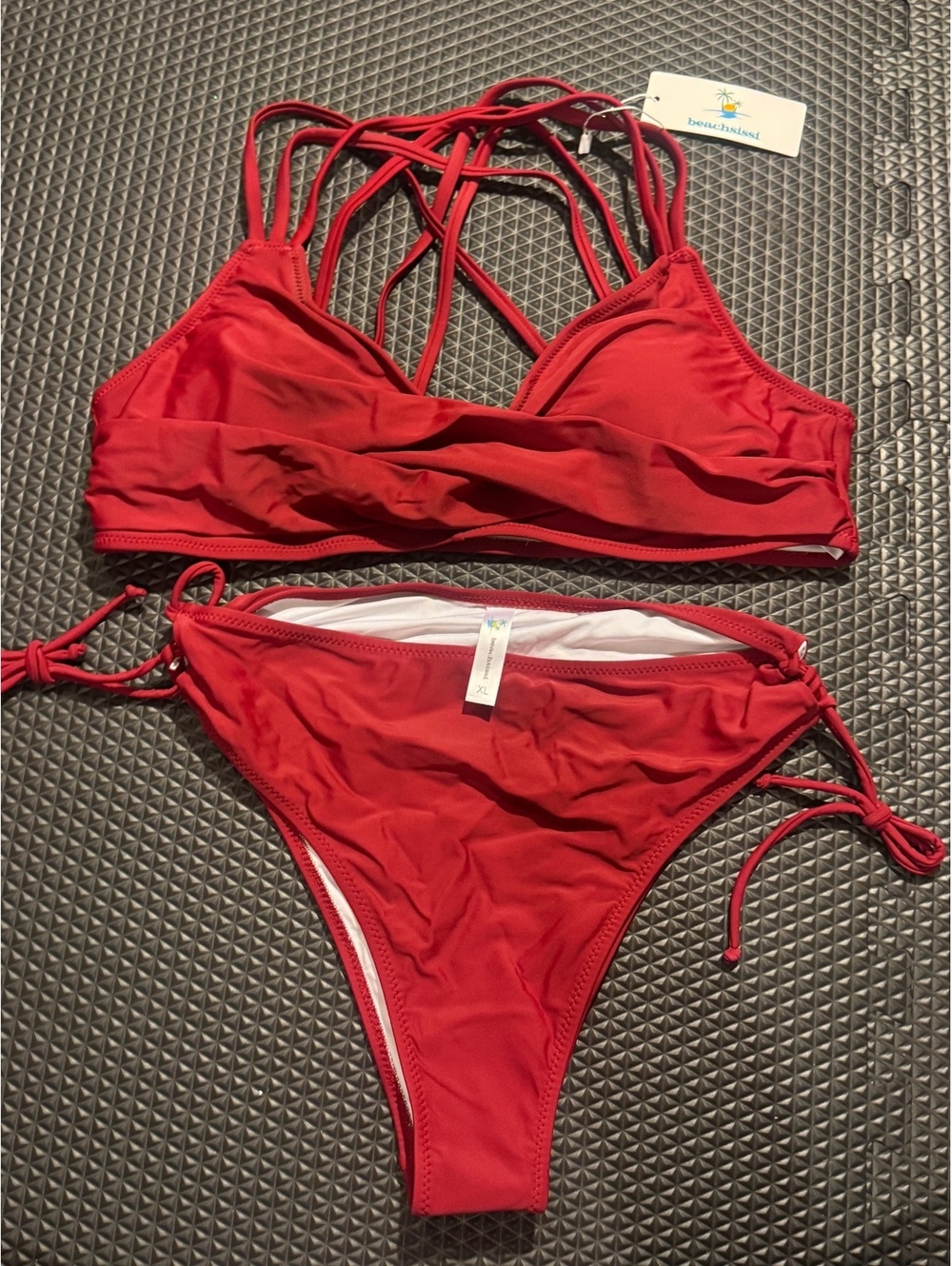 beachsissi Red Strappy Bikini Set XL